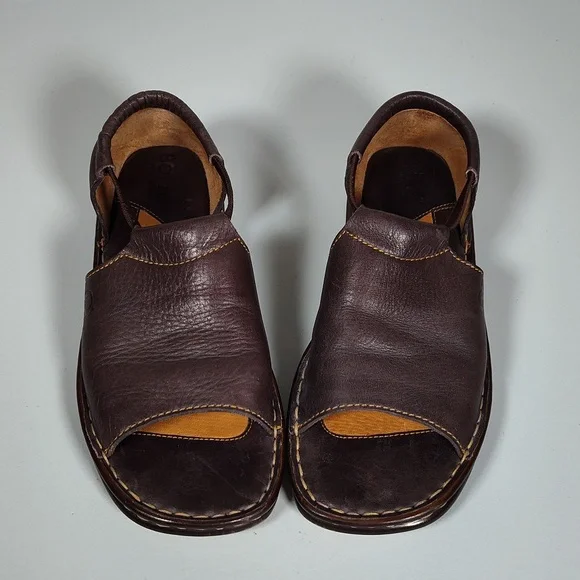 Born brown leather open toe open side sandal shoes 6.5 - Picture 1 of 12